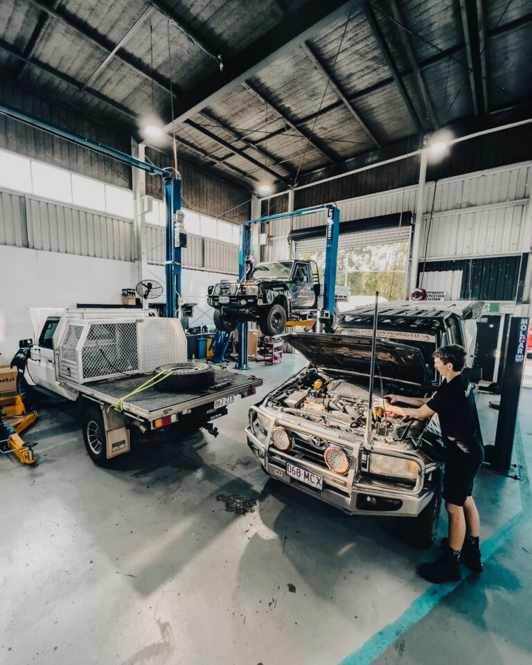 Interior of Just Autos workshop where performance tuners work on diesel Toyotas with EGRs