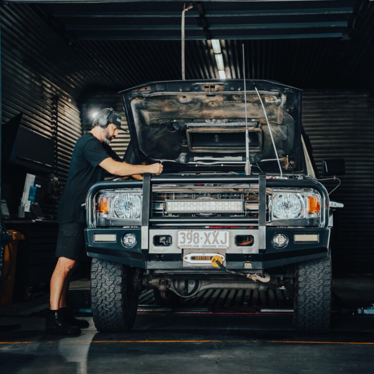 Just Autos diesel performance technician conducting dyno tuning on a Land Cruiser