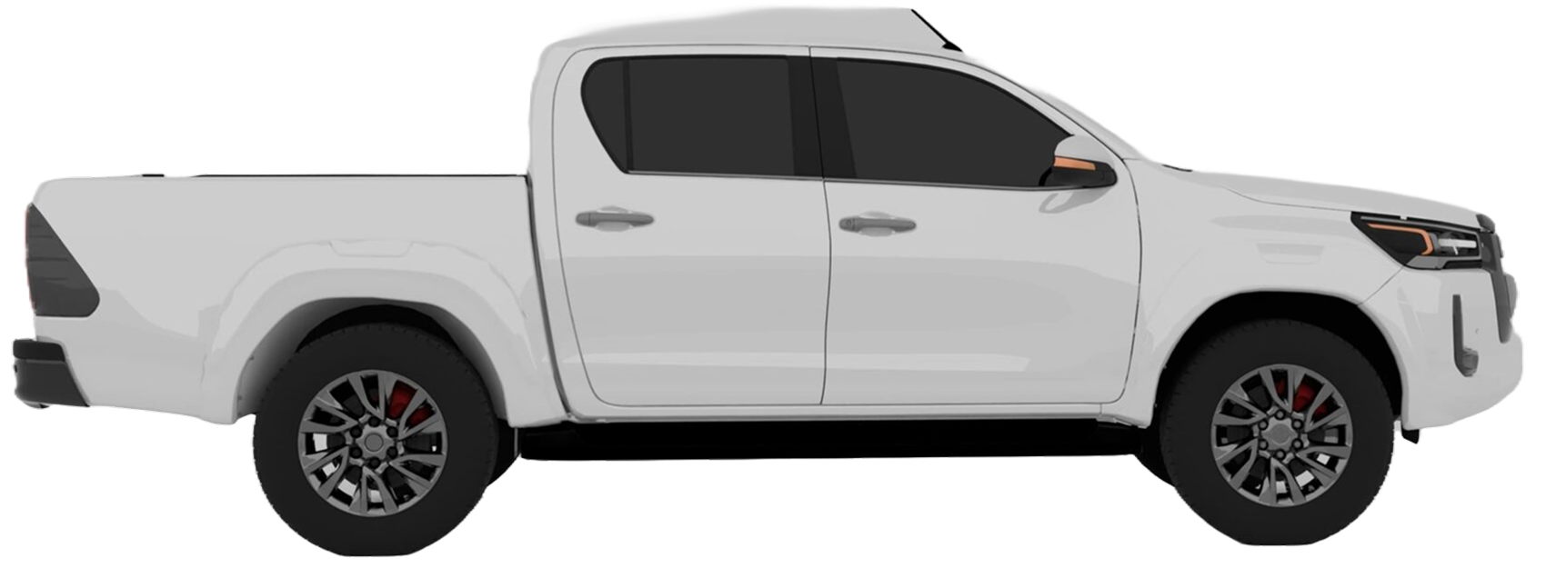 White Toyota Hilux dual cab side profile render