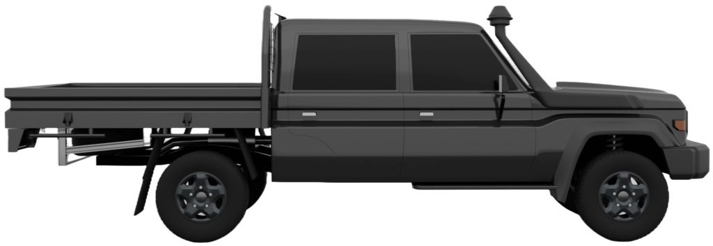 Dark grey Toyota 79 Series dual cab with tray render
